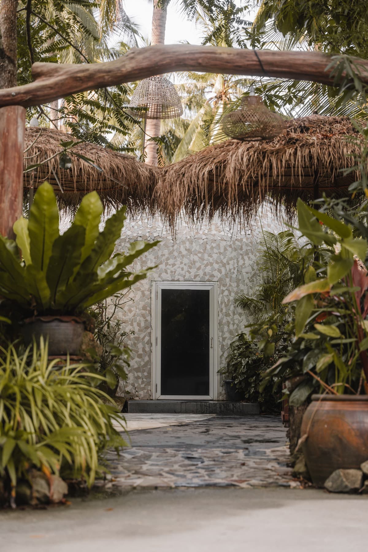 The dome-shaped herbal steam sauna exterior